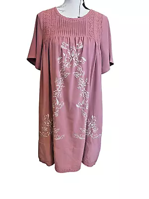 Mikarose Womens Dress Pink Size M Short Sleeve Embroidered Lace Casual  NEW • $12