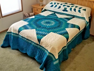 $425 • Buy NEW! AMISH HANDMADE QUILT! ~ Lone Star ~ 104 X 116