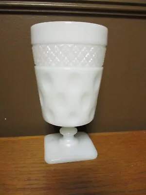 Vintage McKee Opal Milk Glass Goblet Glasses Wine Stemware Thumbprint • $5