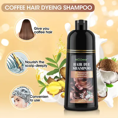 500ML Permanent Hair Colour Dye Shampoo Natural Plants Essence Instant Coloring • £11.95