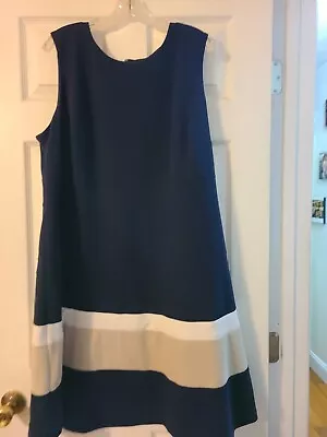 Tommy Hilfiger Dress Size 20W Navy With White And Beige Zip Back With Fitted... • £8.11