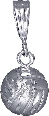 Sterling Silver Volleyball Ball Charm Pendant Necklace With Diamond Cut Finish • $29.99