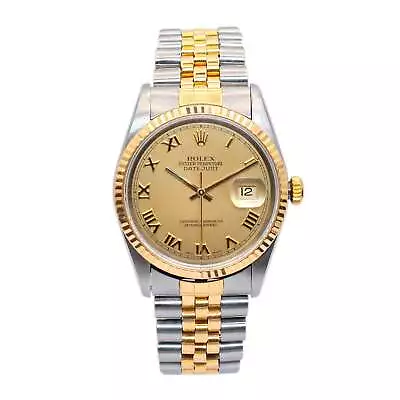 1996 Rolex Datejust 36MM 16233 Roman Dial Jubilee Yellow Gold Steel Watch • $5515