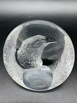 Mats Jonasson Lead Crystal Eagle Sculpture Paperweight #9201 Sweden SIGNED • $26.64