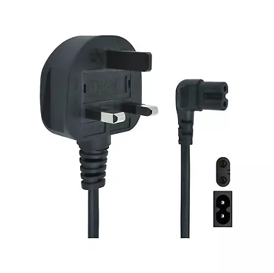 £6.49 • Buy 0.5 To 5M Figure 8 RA Power Cable UK Plug To C7 Lead For LED TV Samsung/LG BLACK