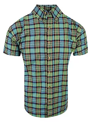 Plaid Shirt Mens Short Sleeve Button Down Collar One Pocket NEW Color TRUE FIT 4 • $19.95