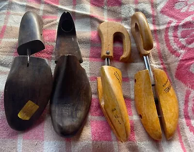 2 Pairs Vintage  Wood Shoe Keepers Stretchers Tree Formwell Adjustable • $24.99