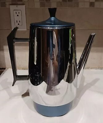 M123 Vintage MIRRO MATIC Aluminum Percolator Coffee Maker Pot Blue Oval 🔴READ🔴 • $9.99