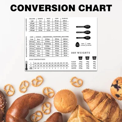 Kitchen Conversion Chart Cooking Times British Metric Weight SiE3 Stickers M3A5 • £3.08