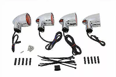 £114.42 • Buy Chrome Amber Lens Turn Signal Kit For Harley Davidson By V-Twin