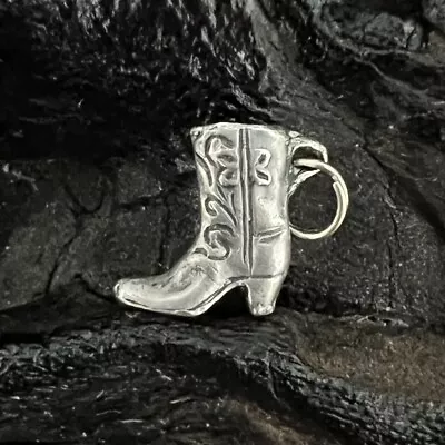 Vintage Sterling Silver Charm Cowgirl Boot Western South Line Dancing Cowboy • $28.99