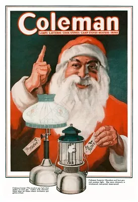 Coleman Lanterns With Santa Claus - Vintage 1927 Poster • $19.95