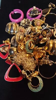 20 Pairs Vintage Statement Clip-On Screw Back Earrings Monet  Napier And More • $12.56