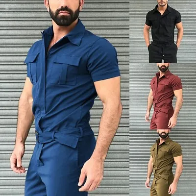 M~3XL Men's Light Weight Mechanic Jumpsuit Coverall With Adjustable Waist Belt • $43.18