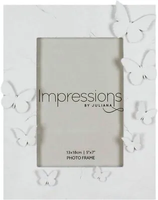 Impressions® Juliana Elegan White Resin Beautiful BUTTERFLY Photo Frame 5  X 7  • £9.55