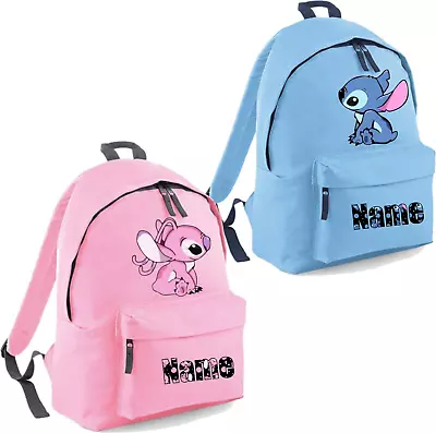 Personalised Name Lilo & Stitch Backpack Rucksack Cartoon Angel School Bag Kids • £17.99