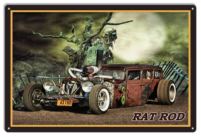 Classic Rat Rod Metal Garage Art Sign By Artist Bob Kramer 12x18 Metal Sign • $28