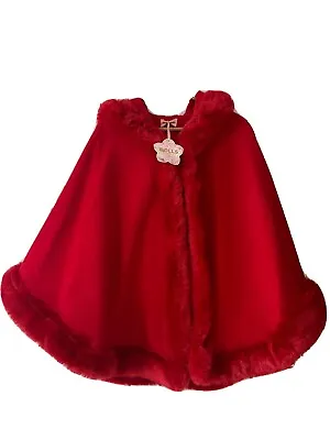 £24.99 • Buy Red Hooded Cape With Faux Fur Trim