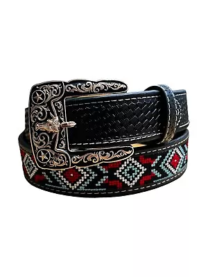 Cinto Vaquero Bordado De Piel Western Leather Cowboy Cowgirl Belt • $30.99
