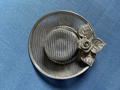 £19.99 • Buy Vintage Brooch Silver Coloured Hat Rose