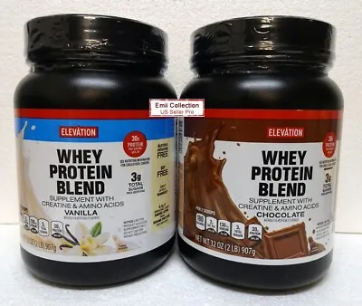 Elevation Whey Protein Blend Vanilla & Chocolate Flavor 32oz 907g (Two Bottles) • $67.99