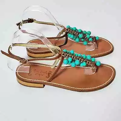 Miss Trish Of Capri Sandals Size 37 Turquoise • $35