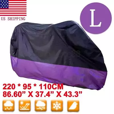 L  Purple Motorcycle Cover Scooter Moped   UV Dust Dirt Prevention • $20.21