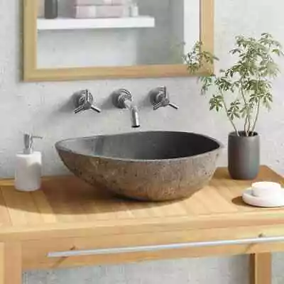 River Stone Wash Basin Vanity Counter Sink Bathroom Washbasin Oval Hand Bowl • $130.06