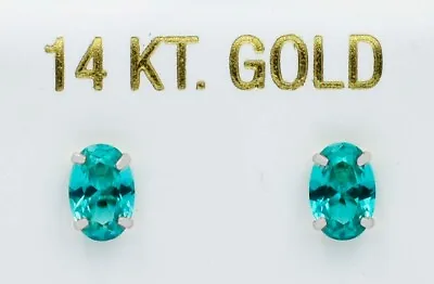 PARAIBA TOURMALINE 1.12 Cts STUD EARRINGS 14k Gold - NEW WITH TAG • £0.80