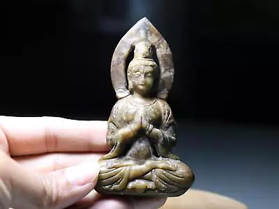 Collect Ming Dynasty Ancient Old Jade Stone Bodhisattva Kwan-yin Guanyin Statue • $60