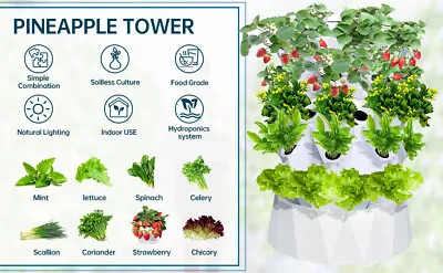 40 Pot Vertical Hydroponics Tower Systems Hydroponic Growing Kit Garden Home US • $258.90