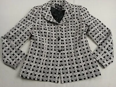 Moshita Couture Long Sleeve Blazer Black White Womens Size 10 Elegant  Beautiful • $49.99