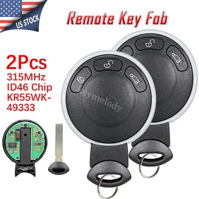 2 For 2007 2008 2009 2010 2011 2012 2013 2014 Mini Cooper Remote Key Fob 3button • $24.85