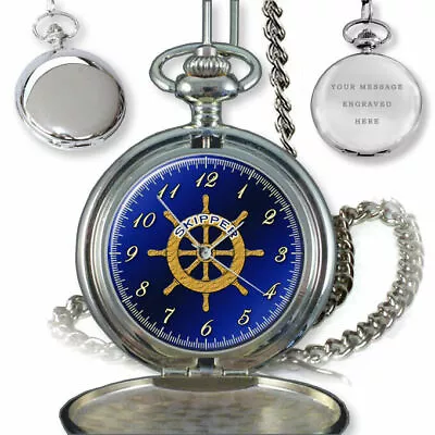 Skipper Marine Boat Nautical Pocket Watch Best Anniversary Fathers Gift Engraved • $37.32