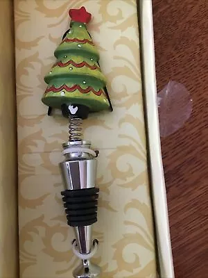 Christmas Tree Wine Stopper Cork Bobblehead Green 6  Resin Metal Rubber NIB! • £6.74