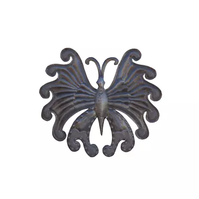 Handcrafted Haitian Metal Art Butterfly In Garden With Unique Wings Wall Art • $22