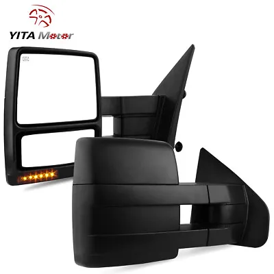 Tow Mirrors For 2004-2006 Ford F150 F-150 Power Heated LED Turn Signal Puddle • $116.98