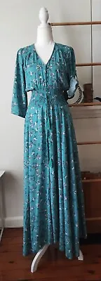 Jaase Teal /Floral Boho Maxi Dress Sz M BNWT • $38.50