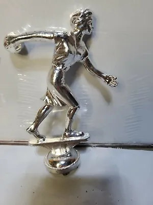 Large Silver METAL Women’s 4 Inch Bowling Tops Topper Trophy Vintage 1960s  • $14.90