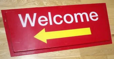 Vtg Original McDonalds WELCOME Arrow Drive-Thru Restaurant Sign 35  X 14-3/4  • $179.99