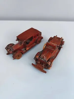 Wooden Miniature Cars X2 Detailed 13cm Light Vintage Small Bundle • £6.99