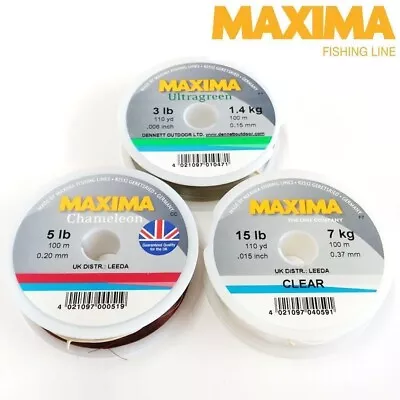 MAXIMA LEADER FISHING LINE 100m SPOOL 3LB-20LB CLEAR ULTRAGREEN OR CHAMELEON • $5.05