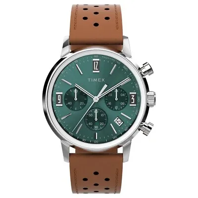Timex Marlin Chronograph 40mm Stainless Steel Case Leather Strap Watch TW2W10100 • $359.10