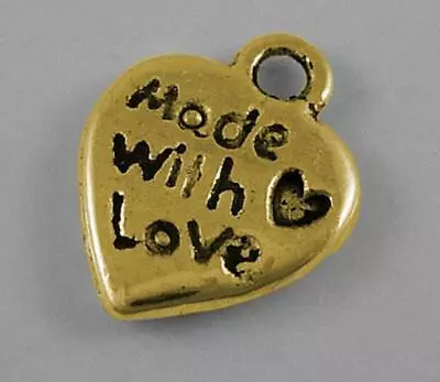 Antique Bronze Heart Made With Love Charms Pendants Steampunk C88 • £2.99