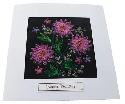 Complete Handmade Machine Embroidery Birthday Card Asters • £4