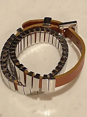 Michael Kors Brown Silver Tone Wrap Leather Bracelet  • $49