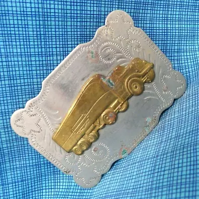 Western Trucker Belt Buckle Truck Scroll Nickel Silver Vintage 80s       .TWY555 • $34.98