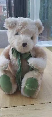 £0.99 • Buy Harrods Plush Cream Teddy Bear Soft Plush Toy Green Bow  Knightsbridge Vintage