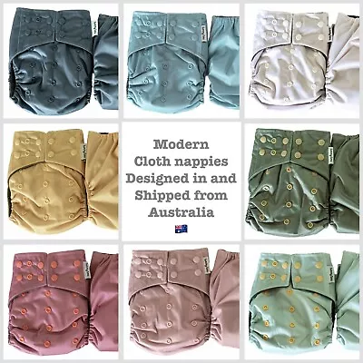 $59.99 • Buy MCN Modern Cloth Reusable Bamboo Nappies With 5 Layer Inserts Australian Owned
