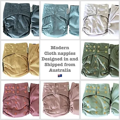 MCN Modern Cloth Reusable Bamboo Nappies With 5 Layer Inserts Australian Owned • $59.99